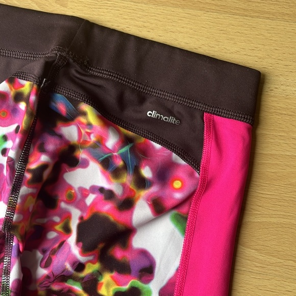 Adidas Climalite Techfit Colourblock Leggings - Floral/Neon Pink/Plum - Picture 4 of 8